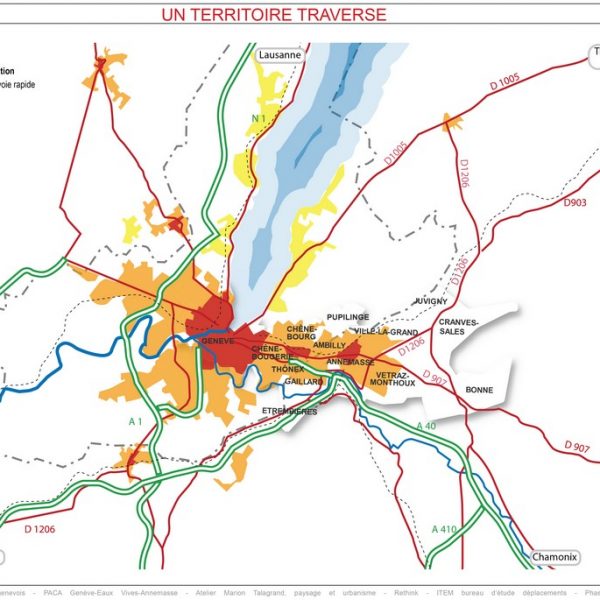 Plan situation territoire PACA Genève Eaux Vives Annemasse axe RER transfrontalier par Rethink