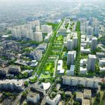 Vue aérienne variante espaces publics hôtel de ville Bobigny mail forum urbain Rethink