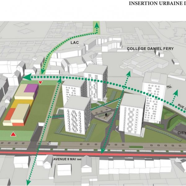 Plan masse école quartier Hêtraie Limeil-Brévannes 94450 Paris Habitat polarité sportive par Rethink
