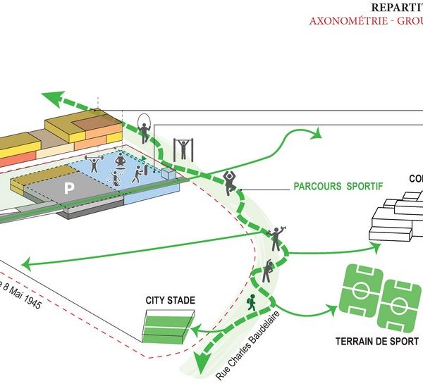 Plan A3 école quartier Hêtraie Limeil-Brévannes 94450 cheminements doux quartier durable par Rethink