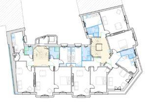 Plan étage projet réhabilitation 29 logements 75 rue Amandiers Paris 75020 Paris Habitat Rethink