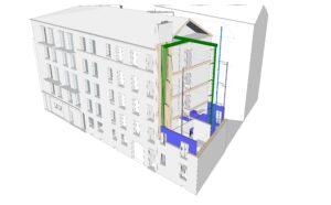 Modélisation 3D réseaux techniques immeuble 83 rue Étienne Dolet Cachan diagnostic logements par Rethink
