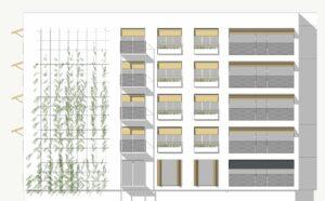Élévation façade Groupe Auguste Comte d'Orléans Chennevières-sur-Marne réhabilitation logements par Rethink